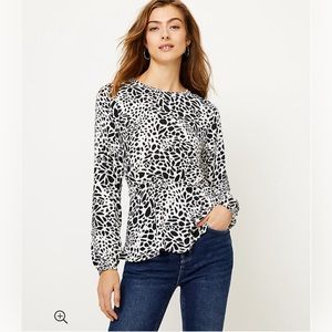 Loft animal print peplum blouse, size 4